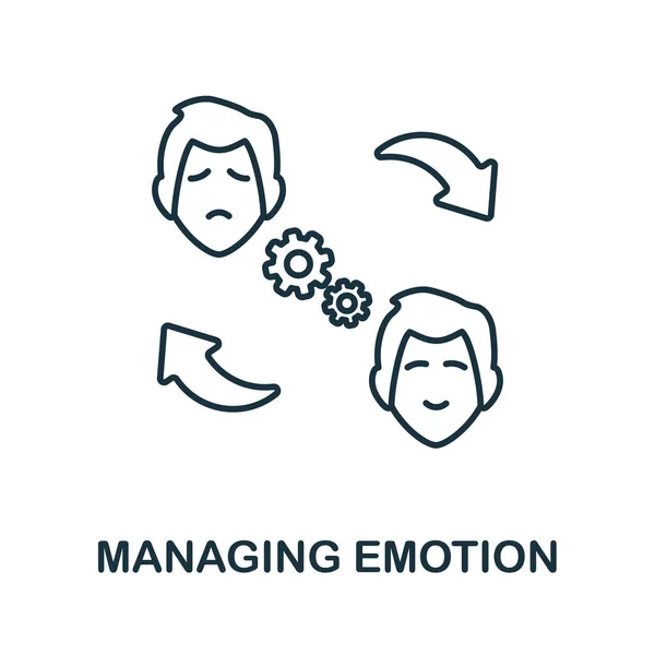 Emotion 아이콘 관리. 정신 과 치료 컬렉션에서 나온 라인 요소야. Linear Managing Emotion icon sign for web design, infographics and more. — 스톡 벡터
