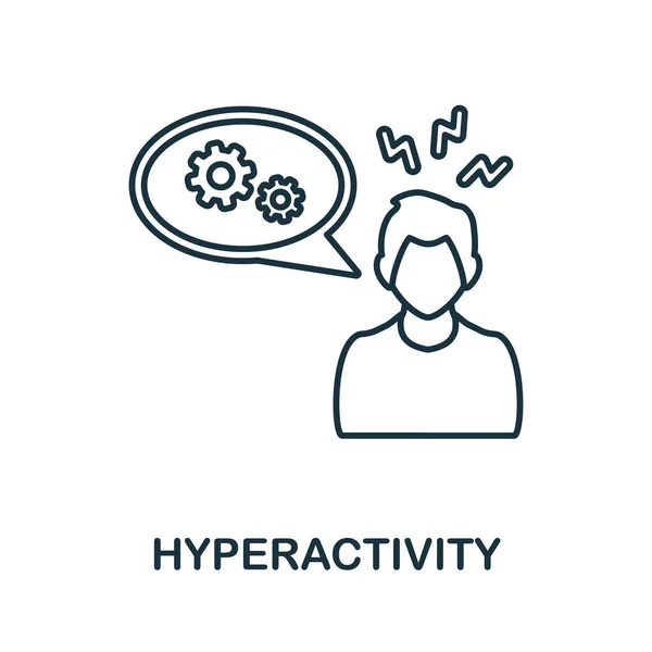 Hyperactiviteit icoon. Lijnelement uit de psychotherapie collectie. Lineaire hyperactiviteit pictogram teken voor web design, infographics en meer. — Stockvector