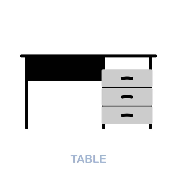 Ícone de mesa plana. Sinal de elemento colorido da coleção de ferramentas de escritório. Sinal de ícone de mesa plana para web design, infográficos e muito mais. — Vetor de Stock