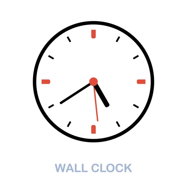 Настенные часы с плоским значком. Знак цветного элемента из коллекции офисных инструментов. Плоские настенные часы иконка для веб-дизайна, инфографики и многое другое. — стоковый вектор