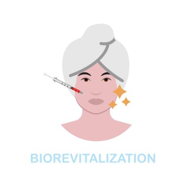 Biorevitalizasyon düz simgesi. Kozmetoloji koleksiyonundan renkli element işareti. Web tasarımı, bilgi grafikleri ve daha fazlası için Düz Biorevalizasyon simgesi işareti.