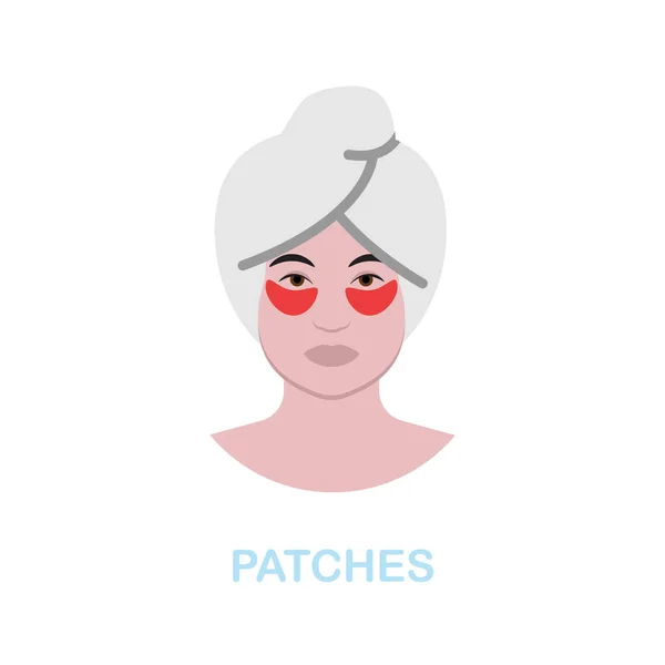 Patches ícone plano. Sinal de elemento colorido da coleção de cosmetologia. Plana Patches ícone sinal para web design, infográficos e muito mais. —  Vetores de Stock