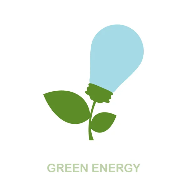Yeşil Enerji düz simgesi. Temiz enerji koleksiyonundan renkli element işareti. Web tasarımı, bilgi grafikleri ve daha fazlası için Düz Yeşil Enerji simgesi işareti. — Stok Vektör