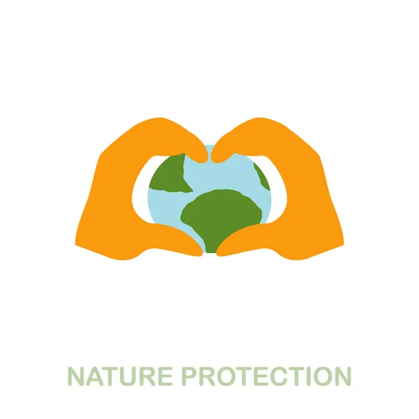 자연 보호 평평 한 아이콘. 깨끗 한 에너지 수집의 색상 표시. 웹 디자인, 인포 그래픽등을 위한 플랫 자연 보호 아이콘 표시. — 스톡 벡터