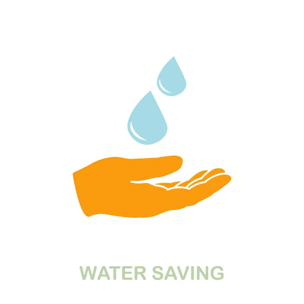Ahorro de agua icono plano. Signo de elemento de color de la recolección de energía limpia. Signo de icono de ahorro de agua plana para diseño web, infografías y más. — Archivo Imágenes Vectoriales