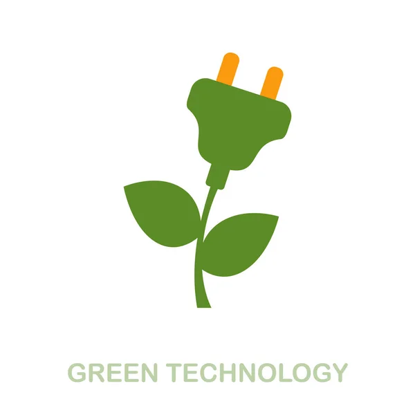 Icono plano de Tecnología Verde. Signo de elemento de color de la recolección de energía limpia. Signo de icono de tecnología verde plana para diseño web, infografías y más. — Archivo Imágenes Vectoriales