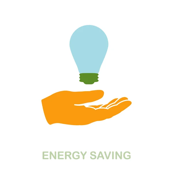Icono plano de ahorro de energía. Signo de elemento de color de la recolección de energía limpia. Signo de icono de ahorro de energía plana para diseño web, infografías y más. — Vector de stock