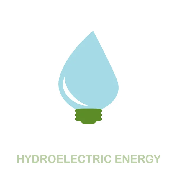 Icono plano de energía hidroeléctrica. Signo de elemento de color de la recolección de energía limpia. Signo de icono de energía hidroeléctrica plana para diseño web, infografías y más. — Vector de stock