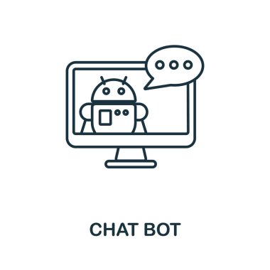 Sohbet robotu simgesi. Sosyal medya pazarlama koleksiyonundan satır elemanı. Web tasarımı, bilgi grafikleri ve daha fazlası için doğrusal Chat Bot simgesi simgesi.