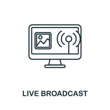 Canlı yayın ikonu. Sosyal medya pazarlama koleksiyonundan satır elemanı. Web tasarımı, bilgi grafikleri ve daha fazlası için doğrusal Canlı Yayın simgesi işareti.