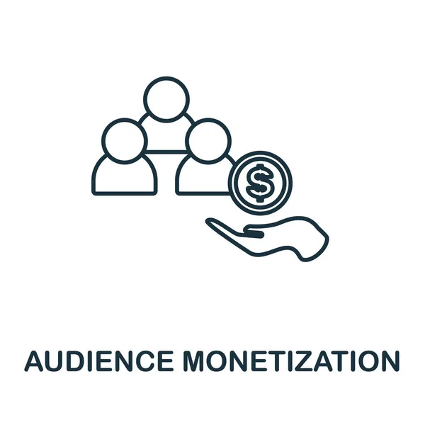 Ikona monetyzacji publiczności. Element linii z kolekcji social media marketing. Linear Audience Ikona monetyzacji dla projektowania stron internetowych, infografik i innych. — Wektor stockowy