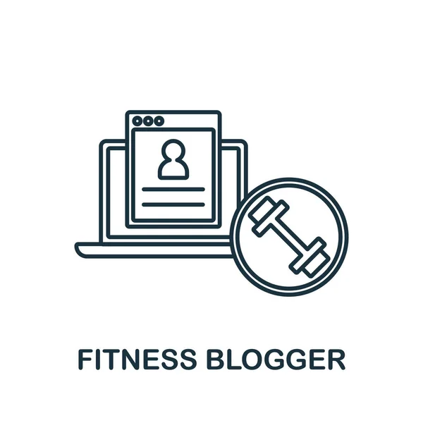 Icono de Fitness Blogger. Elemento de línea de la colección de marketing en redes sociales. Signo de icono de Linear Fitness Blogger para diseño web, infografías y más. — Vector de stock