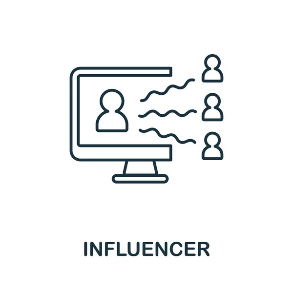 Icono de influencia. Elemento de línea de la colección de marketing en redes sociales. Signo de icono de Influencer lineal para diseño web, infografías y más. — Vector de stock