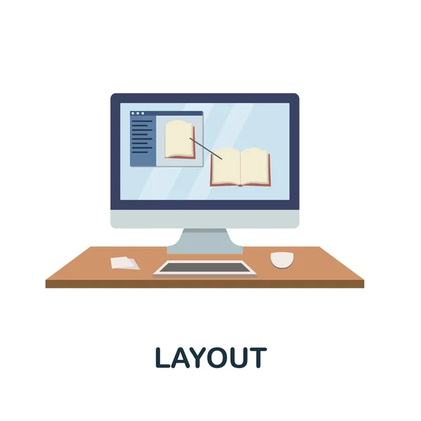 Layout platt ikon. Färgade element tecken från böcker samling. Flat Layout ikon tecken för webbdesign, infografik och mer. — Stock vektor