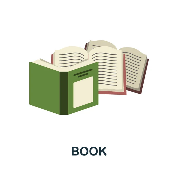 Buch-Ikone. Farbiges Elementschild aus der Büchersammlung. Flat Book Icon Sign für Webdesign, Infografiken und mehr. — Stockvektor