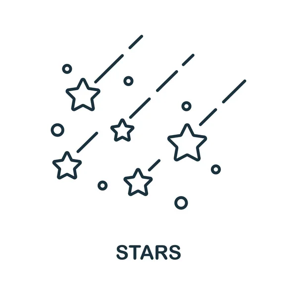 Icono estrellas. Elemento de línea de la colección espacial. Signo de icono de Linear Stars para diseño web, infografías y más. — Vector de stock
