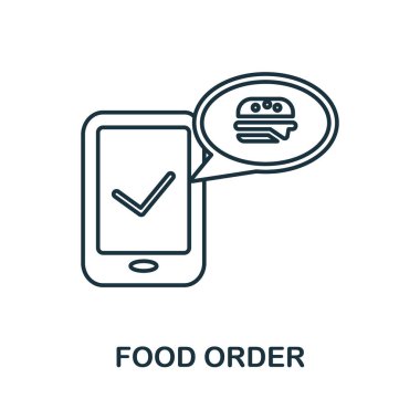 Yemek Siparişi ikonu. Paket koleksiyonundan satır elemanı. Web tasarımı, bilgi grafikleri ve daha fazlası için doğrusal Gıda Düzeni simgesi.