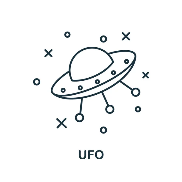 UFOアイコン。宇宙コレクションからのライン要素。Webデザイン、インフォグラフィックなどの線形Ufoアイコンのサイン. — ストックベクタ