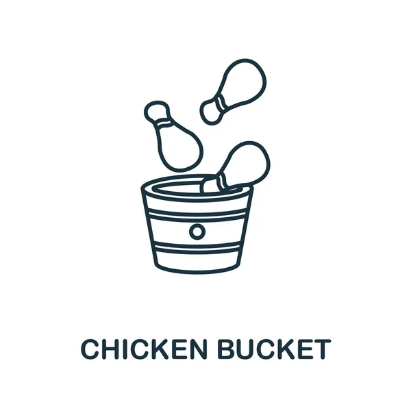 Cubo de pollo icono. Elemento de línea de la colección para llevar. Signo de icono de Cubo de pollo lineal para diseño web, infografías y más. — Vector de stock