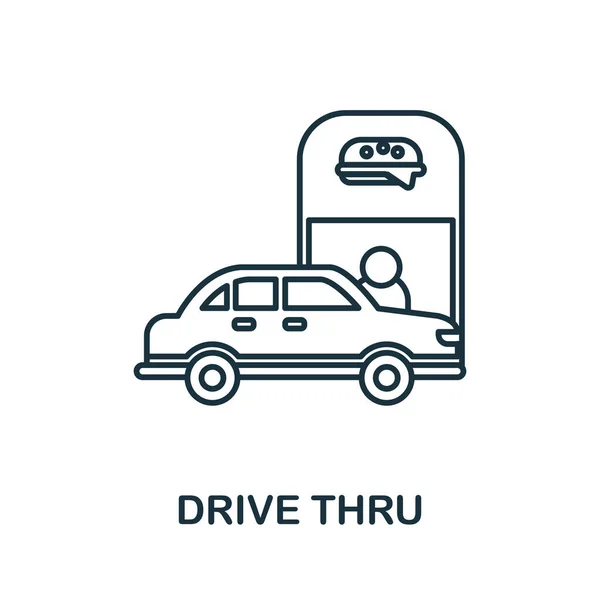 Icona Drive Thru. Elemento di linea dalla collezione take away. Segno icona Linear Drive Thru per web design, infografica e altro ancora. — Vettoriale Stock