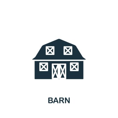 Barn ikonu. Şablonlar, web tasarımı ve bilgi grafikleri için basit tek renkli ahır simgesi