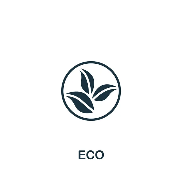 Icono ecológico. Monocromo simple Eco icono para plantillas, diseño web e infografías — Archivo Imágenes Vectoriales