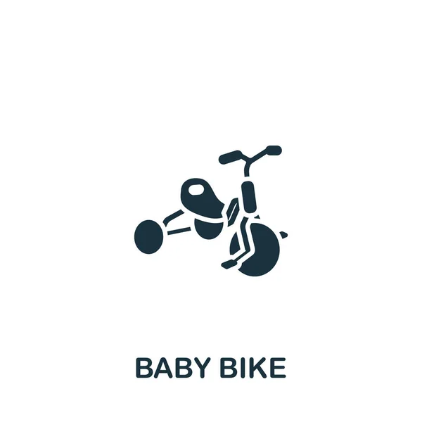 Icône vélo bébé. Icône monochrome simple Baby Bike pour modèles, conception web et infographies — Image vectorielle