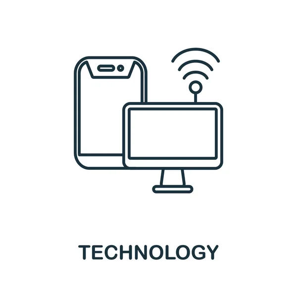 Icono de tecnología. Elemento de línea de la colección de tecnología. Signo de icono de tecnología lineal para diseño web, infografías y más. — Vector de stock