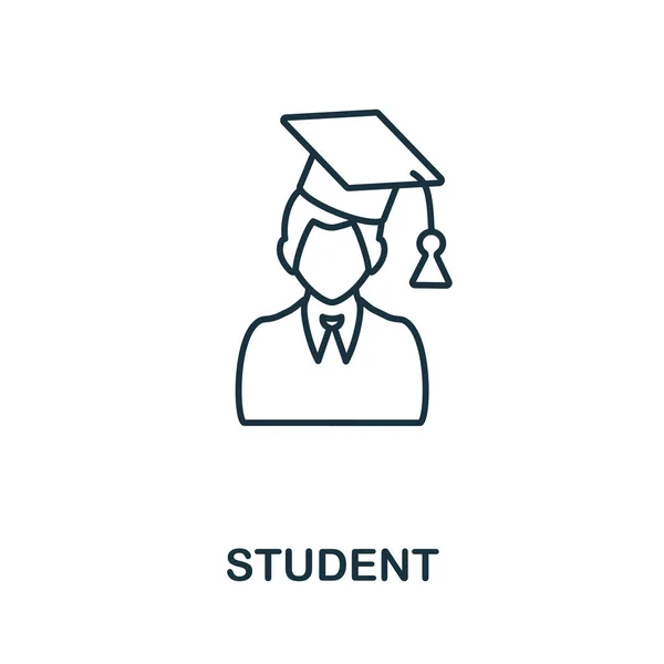 Icona studentesca. Elemento di linea dalla collezione universitaria. Linear Student icona segno per il web design, infografica e altro ancora. — Vettoriale Stock