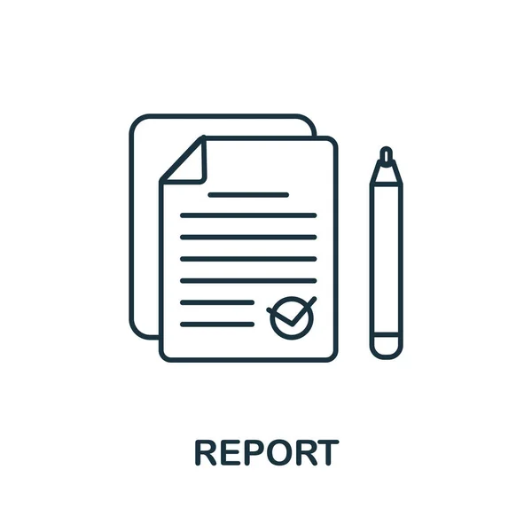 Rapportera ikonen. Linjeelement från universitetets samling. Linjär rapport ikon tecken för webbdesign, infographics och mer. — Stock vektor