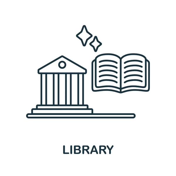 Bibliothekssymbol. Linienelement aus der Sammlung der Universität. Lineare Bibliothekssymbole für Webdesign, Infografiken und mehr. — Stockvektor
