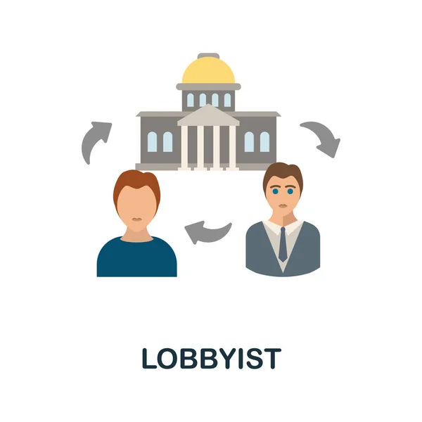 Lobbyist platt ikon. Färgade element tecken från buskar yrkes samling. Platt lobbyist ikon tecken för webbdesign, infografik och mer. — Stock vektor