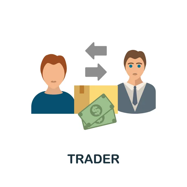Trader flach Symbol. Farbiges Elementschild aus der gewerblichen Sammlung. Flat Trader Icon Sign für Webdesign, Infografik und mehr. — Stockvektor