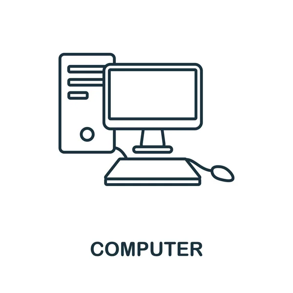 Icono del ordenador. Elemento de línea de la colección de tecnología. Signo de icono de computadora lineal para diseño web, infografías y más. Ilustración de stock