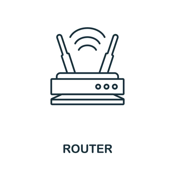 Icono del router. Elemento de línea de la colección de tecnología. Signo de icono del router lineal para diseño web, infografías y más. Vectores de stock libres de derechos