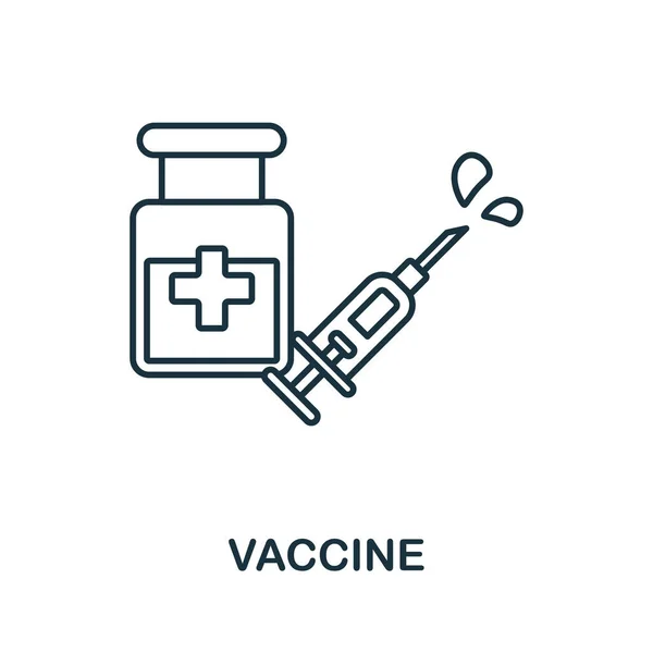 Ikona vakcíny. Čárový prvek z vakcinace. Lineární symbol ikony očkování pro webdesign, infografiku a další. — Stockový vektor