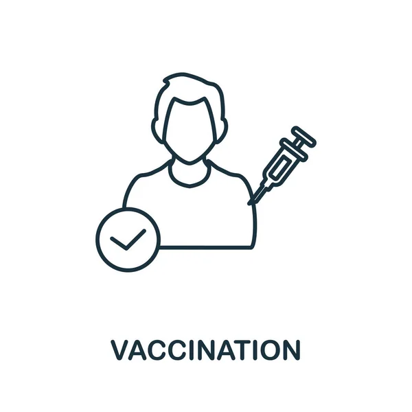 ワクチンのアイコンだ。ワクチン接種コレクションからのライン要素。Webデザイン、インフォグラフィックなどのための線形ワクチンアイコンのサイン. — ストックベクタ