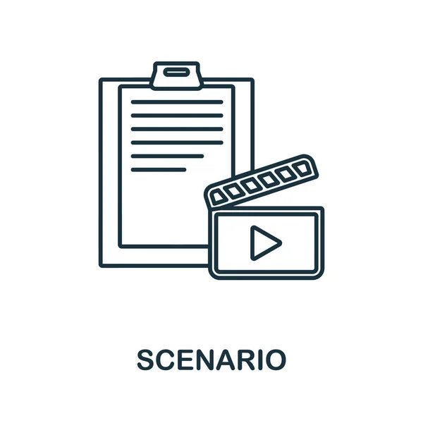 Szenario-Ikone. Linienelement aus der Videoproduktionssammlung. Lineare Szenarien-Symbole für Webdesign, Infografiken und mehr. — Stockvektor