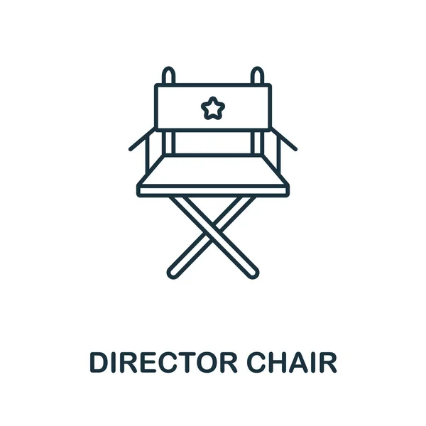 Icono de Director Chair. Elemento de línea de la colección de producción de vídeo. Signo de icono de silla de director lineal para diseño web, infografías y más. — Vector de stock