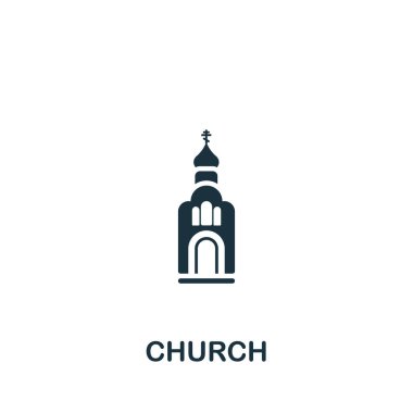 Kilise ikonu. Şablonlar, web tasarımı ve bilgi grafikleri için tek renkli simge