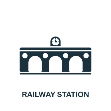 Tren İstasyonu ikonu. Şablonlar, web tasarımı ve bilgi grafikleri için tek renkli simge