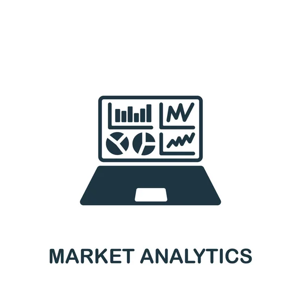 市场分析图标。用于模板、网页设计和信息图形的单色简单图标 — 图库矢量图片