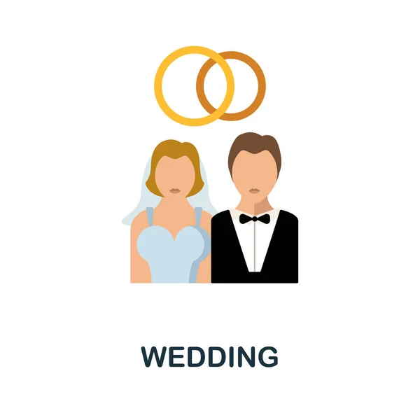 Icono plano de boda. Signo de elemento de color de la colección de celebración. Signo de icono de boda plana para diseño web, infografías y más. — Archivo Imágenes Vectoriales