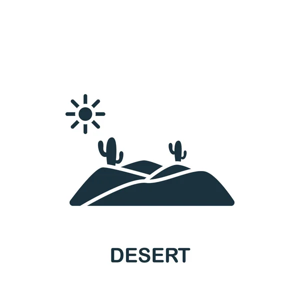 사막의 아이콘. 모노크롬 단순 한 템플릿, 웹 디자인, 인포 그래픽의 아이콘 — 스톡 벡터