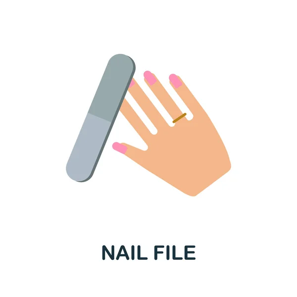 Nail File 플랫 아이콘. 화장품 수집에 사용 된 색깔 표시. 웹 디자인, 인포 그래픽등을 위한 Flat Nail File icon sign. — 스톡 벡터