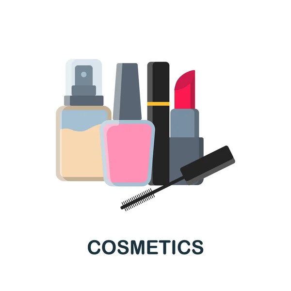 Καλλυντικά επίπεδη εικόνα. Χρωματιστά στοιχεία από τη συλλογή καλλυντικών. Flat Cosmetics icon sign για web design, infographics και πολλά άλλα. — Διανυσματικό Αρχείο