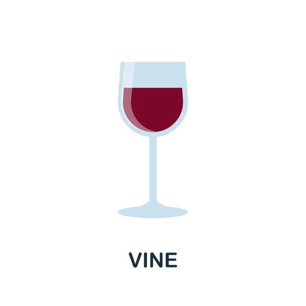 Icono de Vine Flat. Signo de elemento de color de la colección de bebidas. Signo de icono de Vine plana para diseño web, infografías y más. — Vector de stock