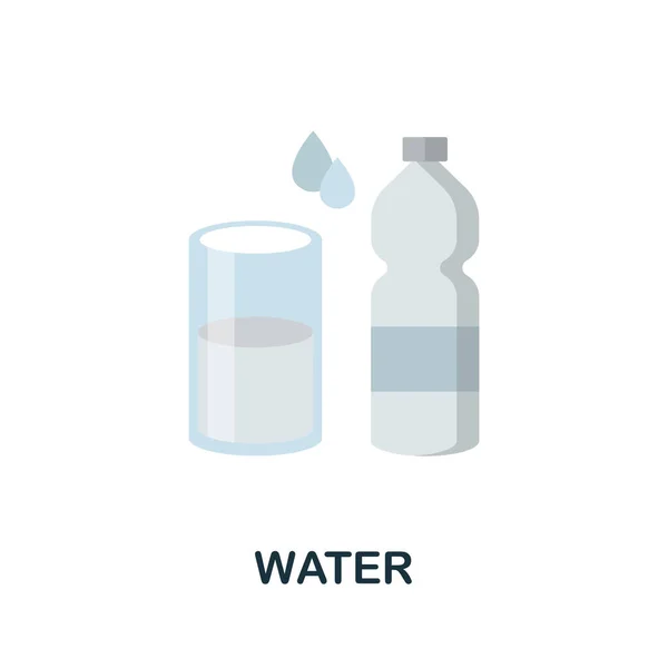 Icono plano de agua. Signo de elemento de color de la colección de bebidas. Signo de icono de agua plana para diseño web, infografías y más. — Archivo Imágenes Vectoriales