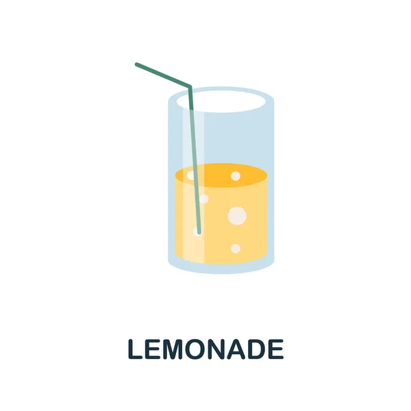 Ícone plano de limonada. Sinal de elemento colorido da coleção de bebidas. Sinal de ícone de limonada plana para web design, infográficos e muito mais. — Vetor de Stock