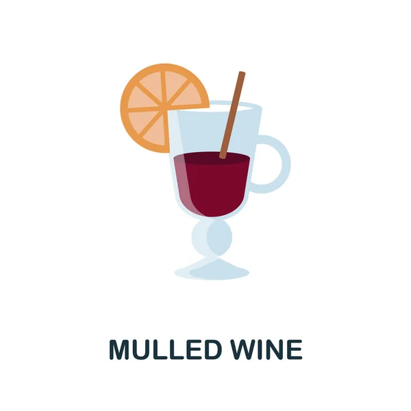 Ícone plano de vinho amontoado. Sinal de elemento colorido da coleção de bebidas. Sinal de ícone Flat Mulled Wine para web design, infográficos e muito mais. — Vetor de Stock